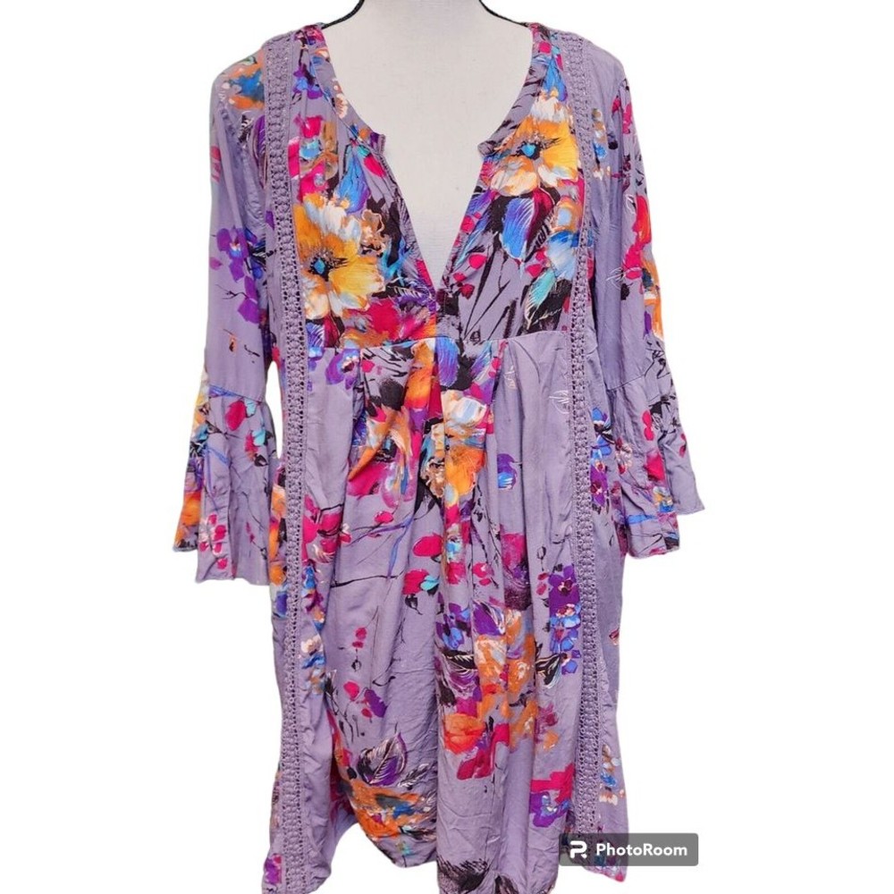 Umgee Watercolor Oversized Top Size Large Hippie Boho